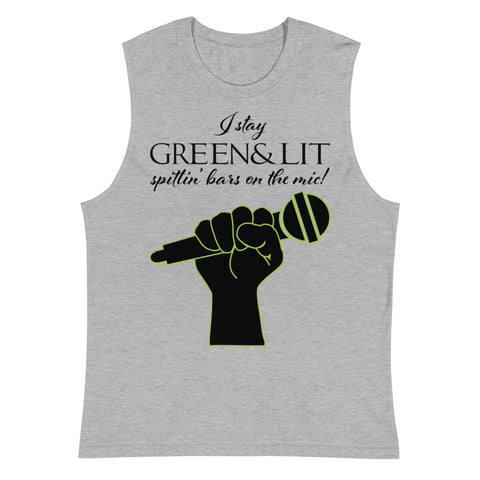 Green & Lit Spittin' Bars on the Mic Tank Top for Men/Women