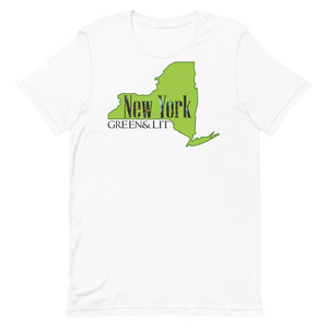 White, Green & Lit, New York State Short-Sleeve T-Shirt for Men/Women