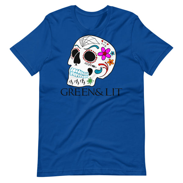 True Royal Blue, Green & Lit, 2020 Candy Skull Short-Sleeve T-Shirt for Men/Women