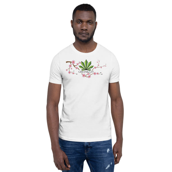 Green & Lit Cherry Blossom Short-Sleeve T-Shirt for Men/Women