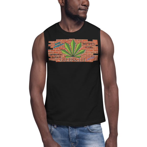 Green & Lit Brick Wall Tank Top for Men/Women