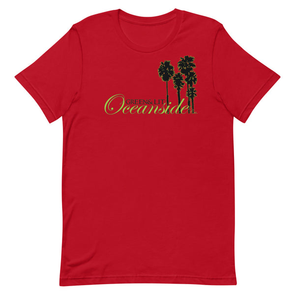 Red, "Oceanside, CA - Silhouette " Short-Sleeve T-Shirt By Green & Lit, for Men/Women