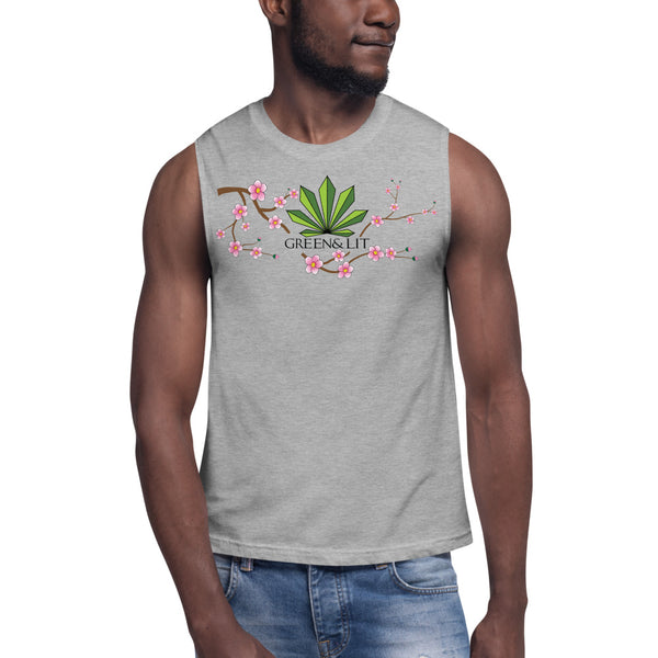 Green & Lit Cherry Blossom Tank Top for Men/Women 