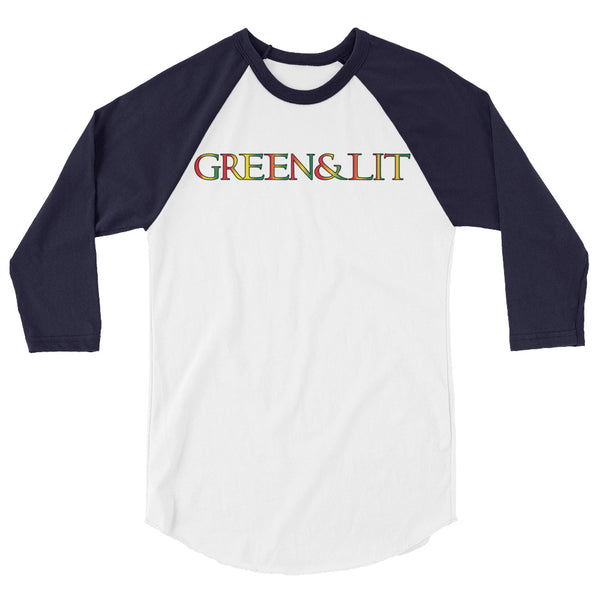 Green & Lit Rasta Themed 3/4 sleeve raglan shirt for Men/Women