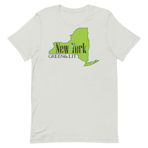 Silver, Green & Lit, New York State Short-Sleeve T-Shirt for Men/Women