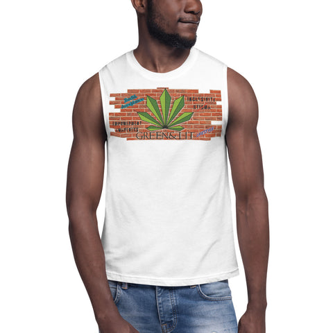 Green & Lit Brick Wall Tank Top for Men/Women