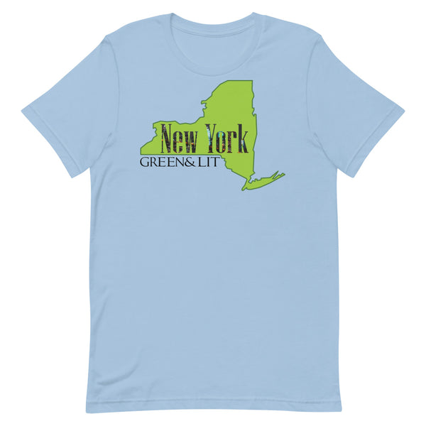 Light Blue, Green & Lit, New York State Short-Sleeve T-Shirt for Men/Women