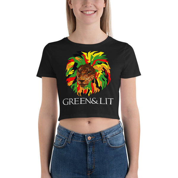 Green & Lit Women’s Lion Crop Top Tee