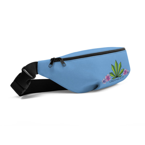 Green & Lit Blue Floral Design Fanny Pack for Men/Women