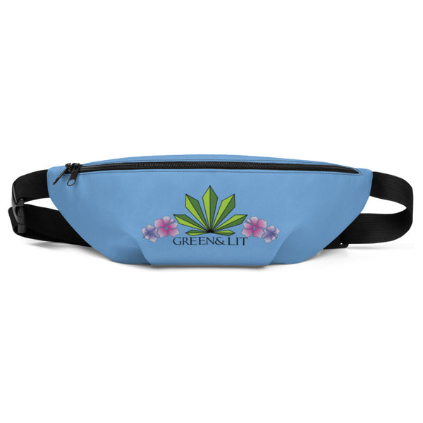 Green & Lit Blue Floral Design Fanny Pack for Men/Women