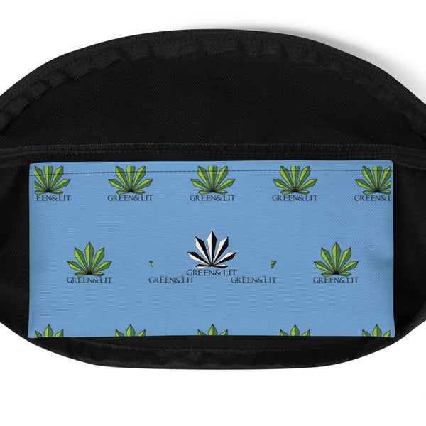 Green & Lit Blue Floral Design Fanny Pack for Men/Women
