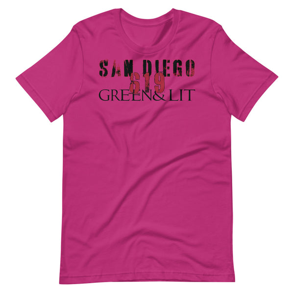 Berry Purple, Green & Lit, San Diego 619 Short-Sleeve T-Shirt for Men/Women