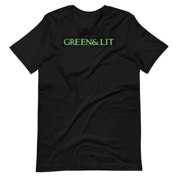 Black, Green & Lit, Green Neon Logo Short-Sleeve T-Shirt for Men/Women