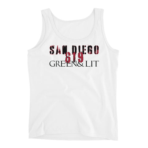 White, Green & Lit, San Diego 619 Ladies' Tank